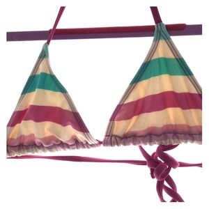 Striped triangle bikini top